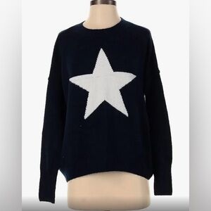 Vince Camuto navy blue star oversized sweater XS